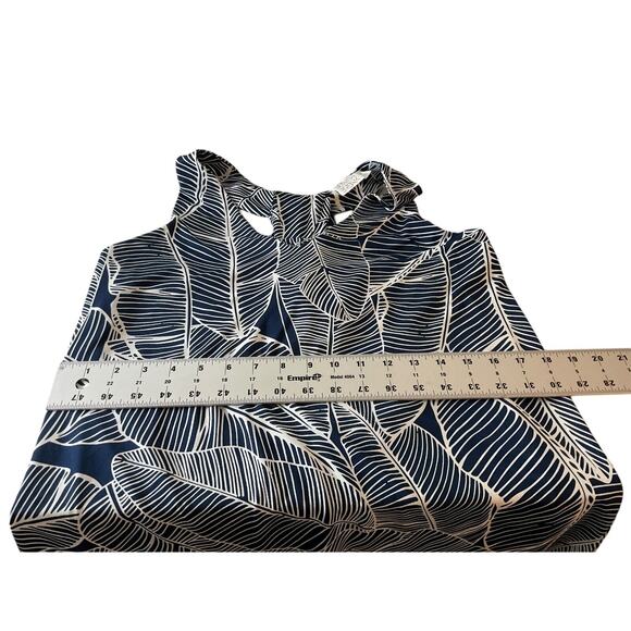 Beach Break Women's Medium Navy‎ Blue White Dress Tropical Sleeveless Racerback - Picture 5 of 12